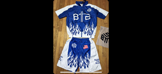 BuildinTheBrand Royal Blue & White Windbreaker Short Set
